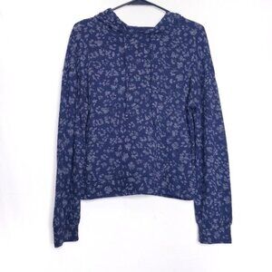 Gap Blue & Gray Softspun Leopard Animal Print Hoodie Top Women's Size Small